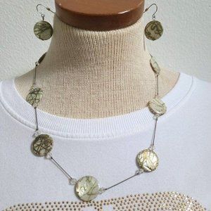 Marble style glass bead  Necklace/Earring set